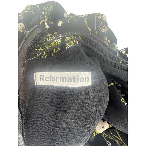 Reformation Archie Floral Print Mini Dress in Black - Picture 7 of 10